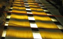 Veneer sliced from ginkgo trees, used to make panels for a visitor center at the Brooklyn Botanical Garden in New York.