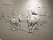 Relief sculpture  created with drywall mud