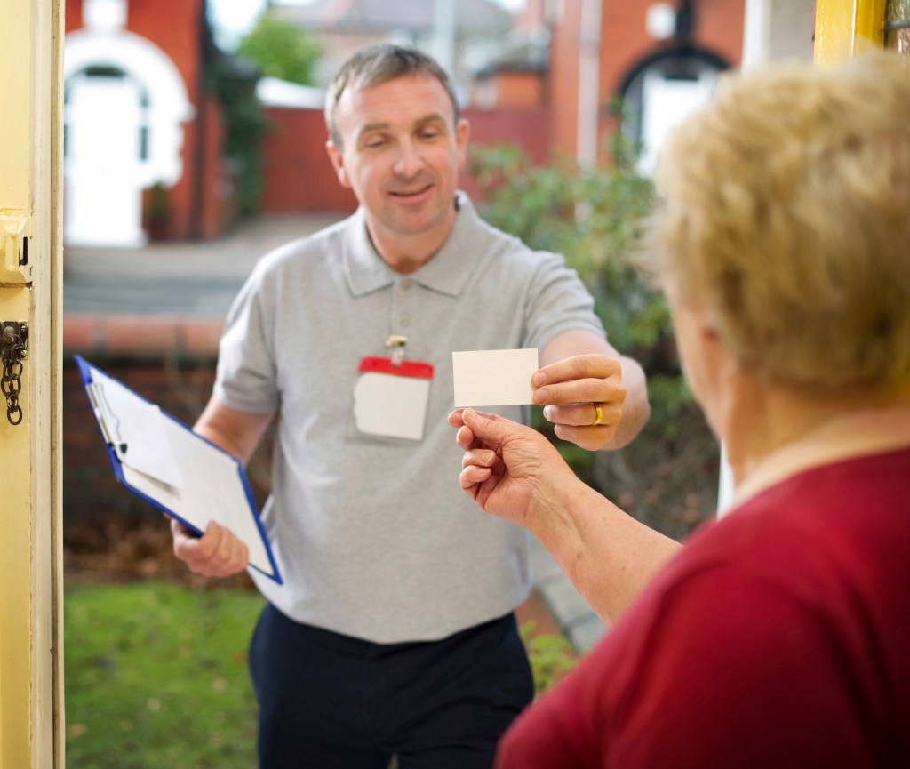 Canvasser at homeowner's front door