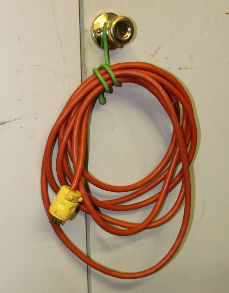 A 12-inch tie coiled.
