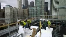 Geofoam EPS foam blocks were used to build up the basic contour of the rooftop deck.