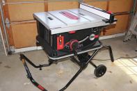 Though the JSS-MCA jobsite table saw from SawStop is compact, the table can be extended to a full 25 1/2-inch rip capacity.