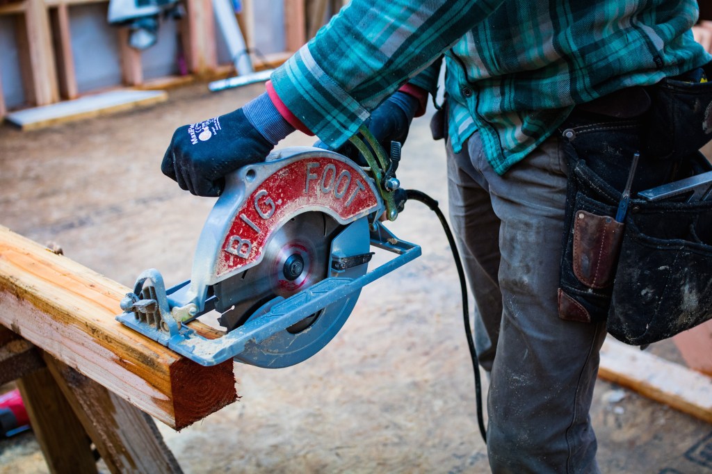 At 90° the saw cuts up to 3-7/8” deep. At 45° the depth of cut is 2-3/4”.
