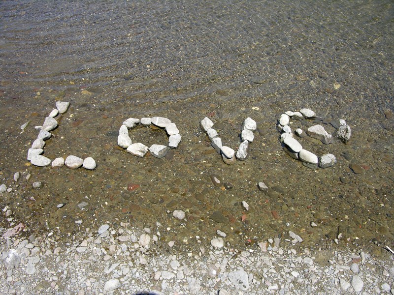 Rocks in a state park in northern California spelling the word "love"