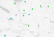 Map showing locations of 2016 Remodeling 550 firms in the Dallas-Fort Worth Metroplex