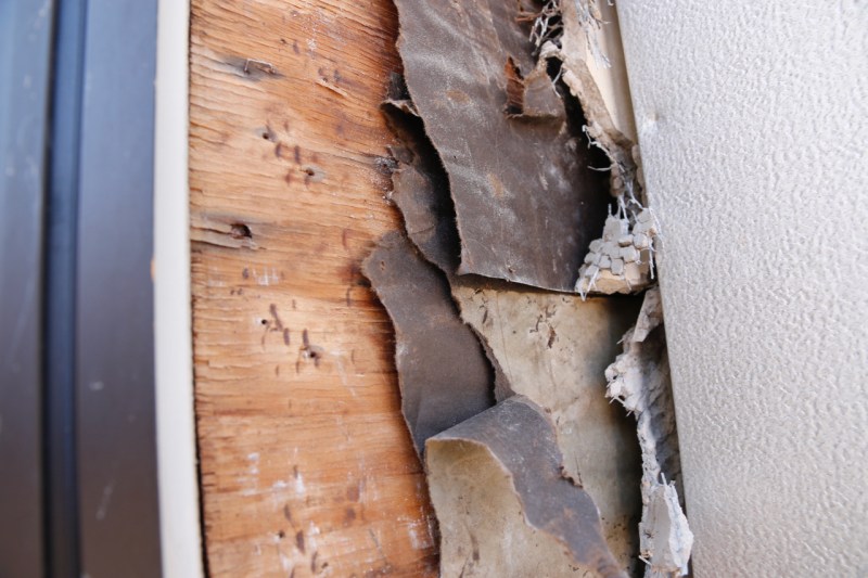 You can see in this cut-away picture that we had two layers of #15 felt with a traditional stucco on top.