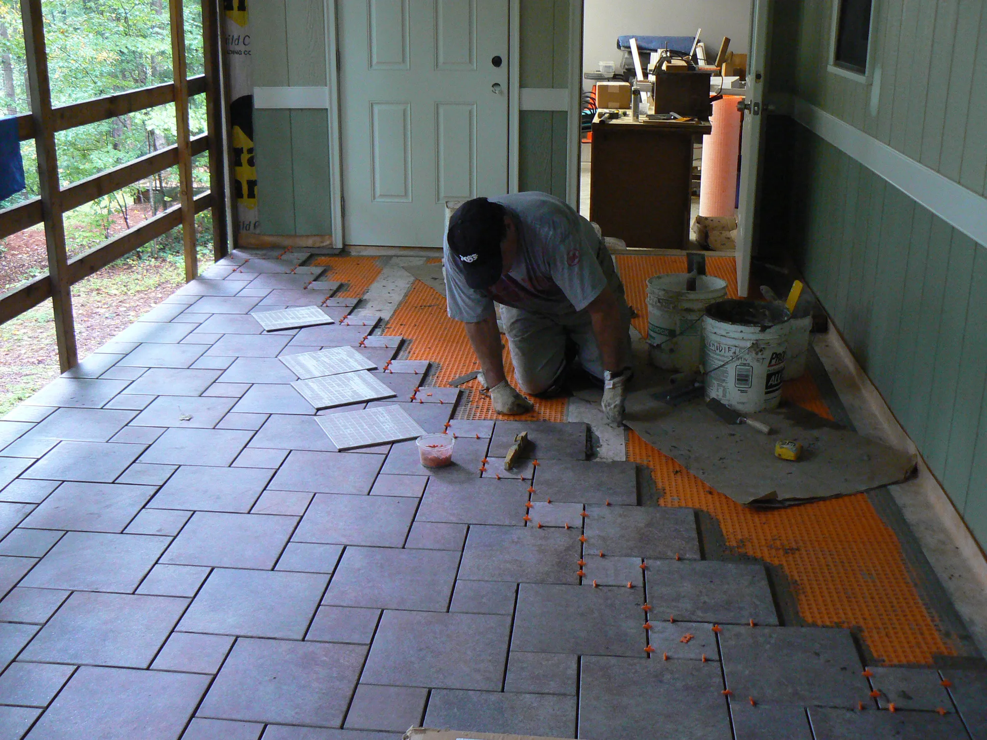 Wood Porch With a Tile Deck