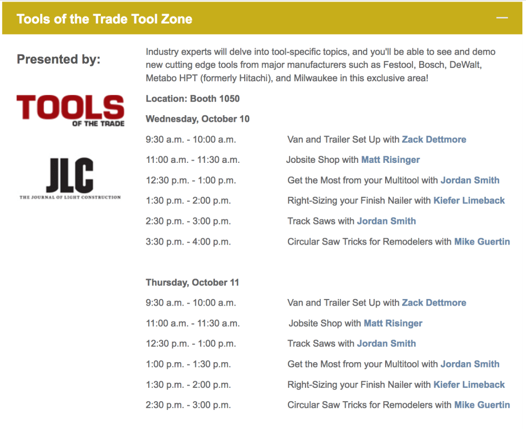 Tool Zone at the Remodeling Show and Deck Expo