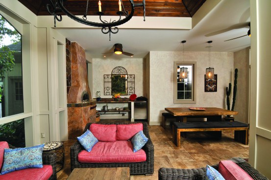 Patio created by Sun Design of northern Virginia that includes a brick pizza oven