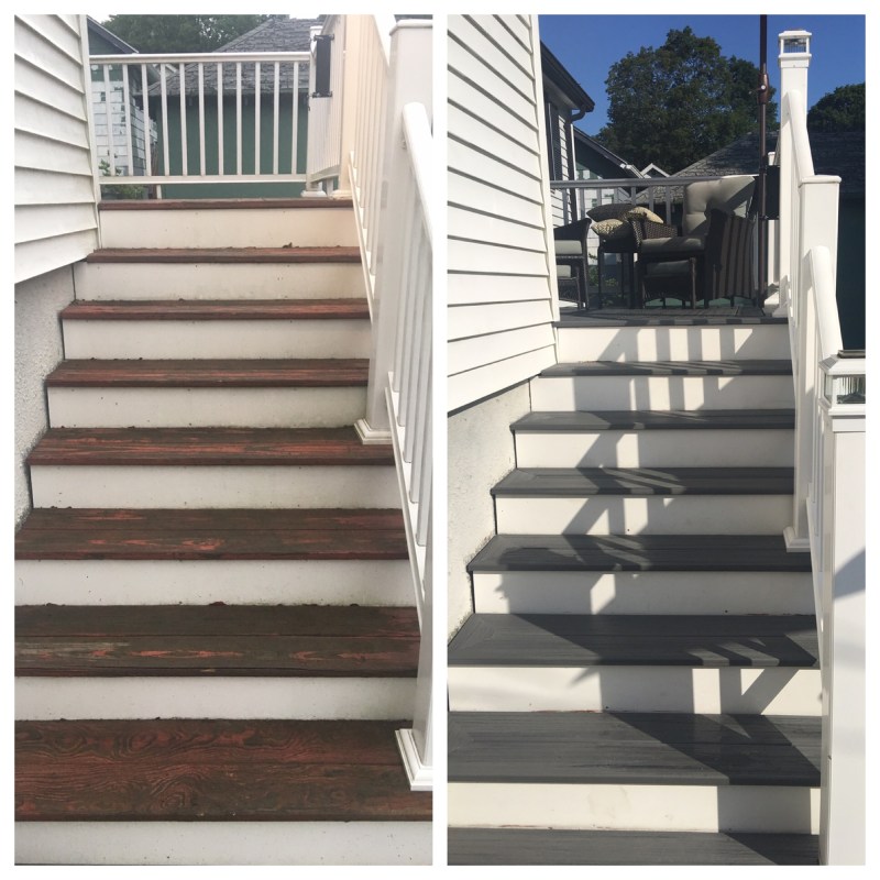 Unlike wood, composites have a bottom side, edge profiles, or unsightly core material we try to hide with borders and miters so only the edges—not ends—show.