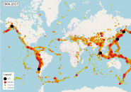 Waiting for a new black dot: A map showing the major earthquakes from 1900 to 2017, based on data from the U.S. Geological Survey, clearly outlines the most active fault lines. The intense seismic activity along the Pacific coasts of North and South America underscores why Californians are anxious about the pending arrival of the "Big One."