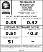 An NFRC label rates the basic energy performance of a window using two critical numbers: the U-factor, which measures heat flow, and the solar heat gain coefficient (SHGC), which measures the percentage of radiant heat energy that will pass through the window. For optimal performance in all climates, both numbers should be 0.35 or lower. The lower the better.
