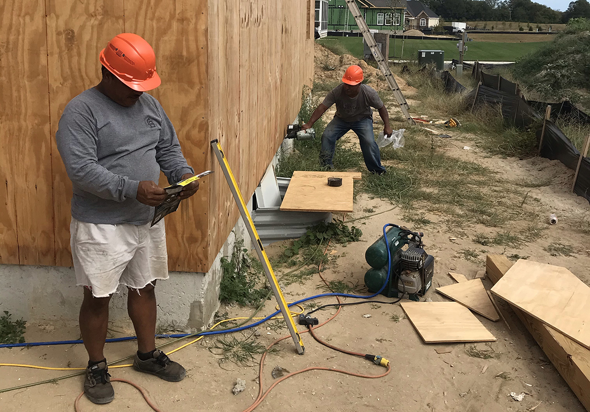 The hats are available in both orange and white versions, which help with visibility--being seen on the jobsite is obviously important for safety reasons.