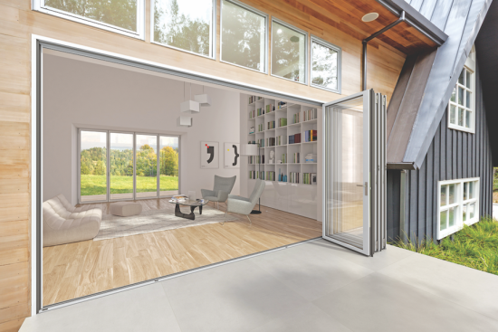 NanaWall SL84 slim-line, thermally-broken folding door.