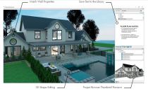 New features in Chief Architect X13 include a dynamic task-linked help menu that can be toggled on and off, thumbnail previews for saved elevations and schedules, 3D shape editing, and a text library that allows general descriptions to be used in future projects. Attributes from one wall can now be applied to other walls as well.