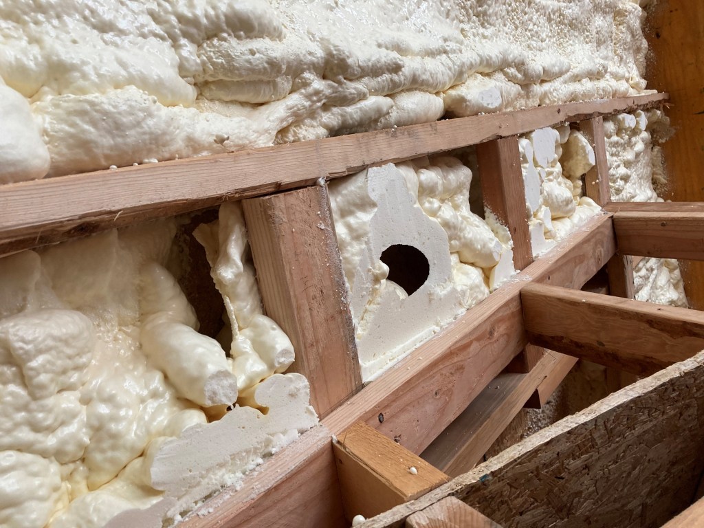 Failed installation of spray foam insulation