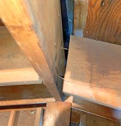Along the ridge board, some of the rafters had pulled away.