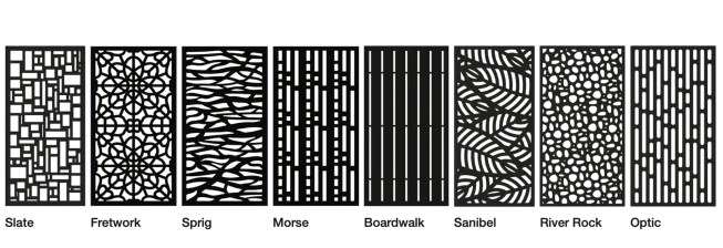 Selection of Barrette Outdoor Living’s decorative screen panels