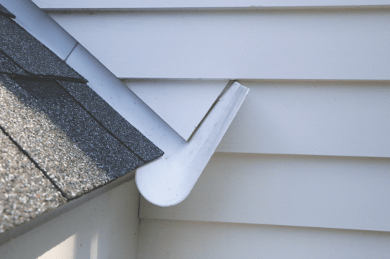 A DryFlekt kickout diverter is large enough to capture runoff without water overflowing onto the wall.