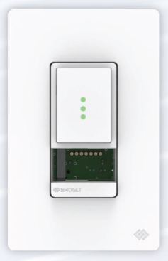 Panasonic has teamed up with smart control company, Swidget, to develop a series of controls that can be plugged into a port within a wall switch or outlet. A variety of wall switches, dimmers, and outlets are available. This one is a timer switch with three settings for 20-, 40-, and 60-minutes to control a bath fan. A sensor module can be plugged in to also turn on the fan based on (for example) humidity, temperature or motion.