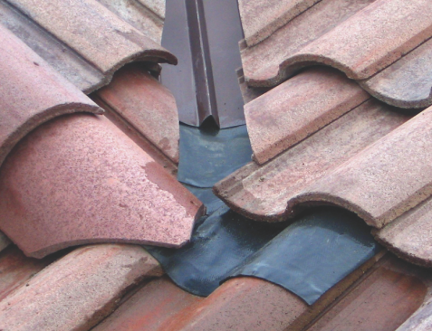 Wakaflex flashing conforms to any shape. Here it is used as a valley soaker.