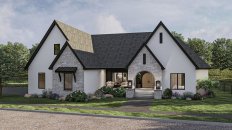 Modern cottage house plan, front exterior. See more views at Houseplans.