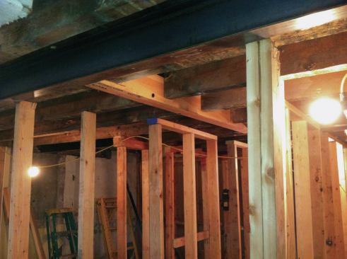 We did the same for the second Microlam. This time we had to insert the Microlam's leading end into the first W6x9, then pound the second W6x9 into place.