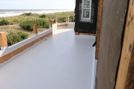 When the gelcoat is rolled and cured on the rest of the floor, the waterproofing is complete. At this point, the deck is waterproof like a boat hull.