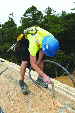 At the peak, backer rod fills the gap between panels ... 