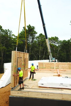 Before the wall panels are dropped into place to air-seal this critical joint. Note that each panel is fully insulated and comes with an interior 2x3 wall for running utilities.