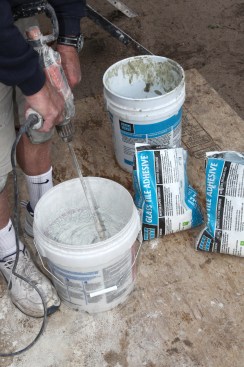 Choosing the proper mortar is never more important than with glass tile. Because of the resiliency of glass (its inability to absorb moisture) and because of the different configurations of glass tile, manufacturers usually require a specific glass-tile mortar for their particular tile.