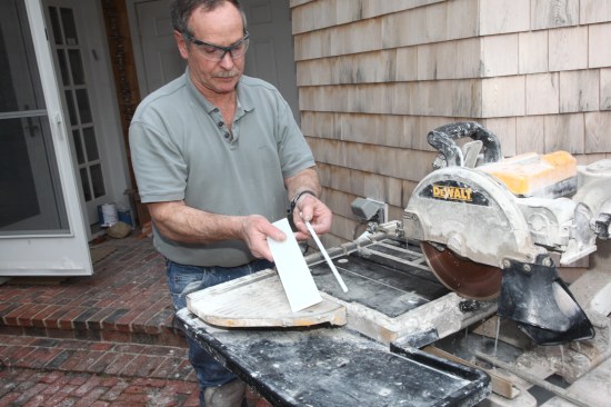 Thin rips in large-format glass tile such as this become fairly routine.