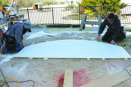 Then they snap a chalk line between the end points.