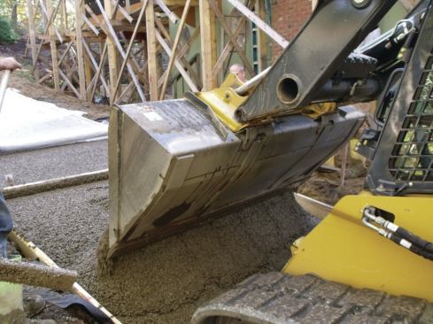 The concrete was dumped one load at a time.