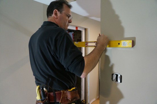 Then level across the opening and make a mark on the other side.