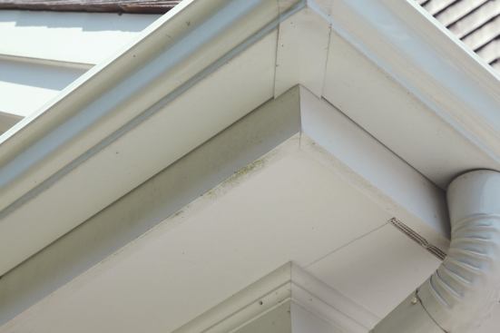This unfinished PVC trim was installed more than 10 years ago and still looks great, except for some discoloration around the cut edges.