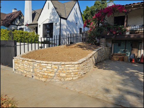 The completed retaining wall.