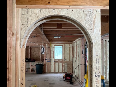 Arched jamb extensions were also need for an interior pocket door …