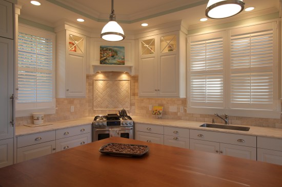 Or downlights can be placed in soffits for task lighting.