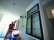 The difference in crown angle can be seen between the wall cabinet in the foreground and the one in the background.