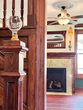 The period fixtures were updated to include more energy-efficient LED lamps. 