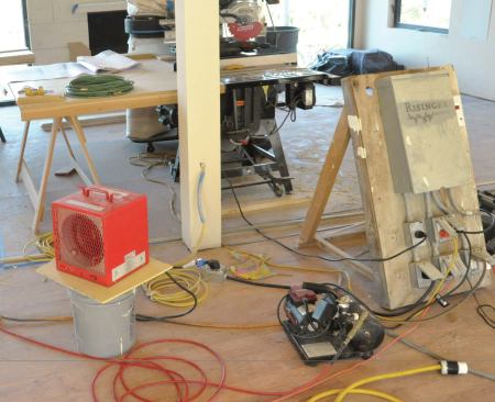 Electric resistance units help warm the space to between 50 and 60 degrees in colder months. 