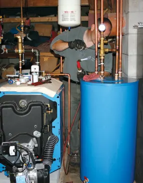 He also installed an indirect-fired domestic hot-water storage tank.