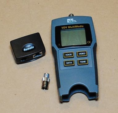 VDV stands for voice, data, video. This is a great little tester for toning out (sending a tone down a cable so you can locate or identify it) coaxial and data cables. Unlike the probe tool this tester connects to the terminations (RJ11 or RJ45) and gives you a read on whether you got the connections right when you installed the jacks. Basically, it tells you if any of the connections are open (bad) or if you flipped a pair of wires when you made the connection.