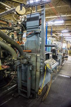 One of many electron beam welders in the facility, this particular machine was designed in the 1960’s and has been in use ever since. Unlike regular welders, this machine uses an electron beam in excess of 7,000 degrees to fuse the two types of metal. Lenox has some newer equipment for this process, but I was not allowed to photograph it because they don’t want competitors to see it.