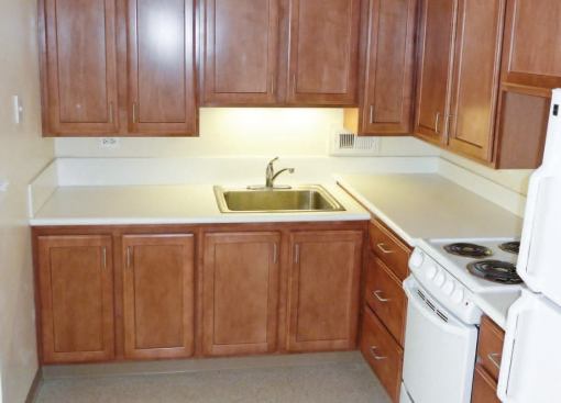 The cabinets underneath can be quickly removed for wheelchair access without interfering with the countertop or plumbing.