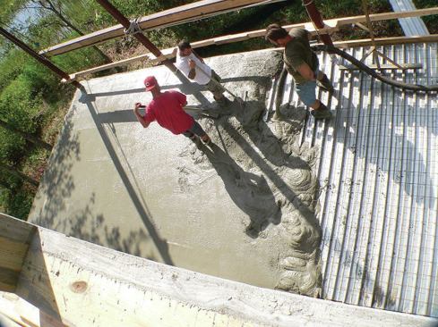 Concrete for the actual pour must be delivered with a pump truck.
