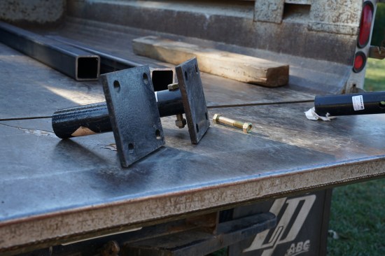 These end caps were fabricated for the ends of the helical piers. The author’s crew was then able to connect steel columns that spliced onto the existing flitch plates at the rafter ends. 