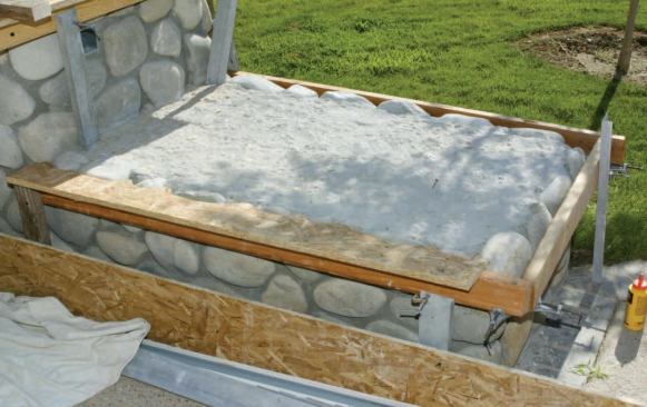 The setup involved establishing a level perimeter with 2x4s, straightedges and clamps.
