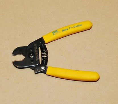 I use this cable cutter specifically for cutting coaxial cable. Its’ rounded jaw help leave the cut end in better form for an accurate strip with the coaxial strippers.